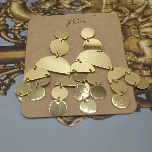 NEW J.Crew Gold Tone Dangle Geometric Shapes Lightweight Metal Earrings 25901 - Picture 7 of 7